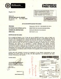 ACTA DE NOTIFICACION POR AVISO DE RESOLUCION 524 de 17-01-2014