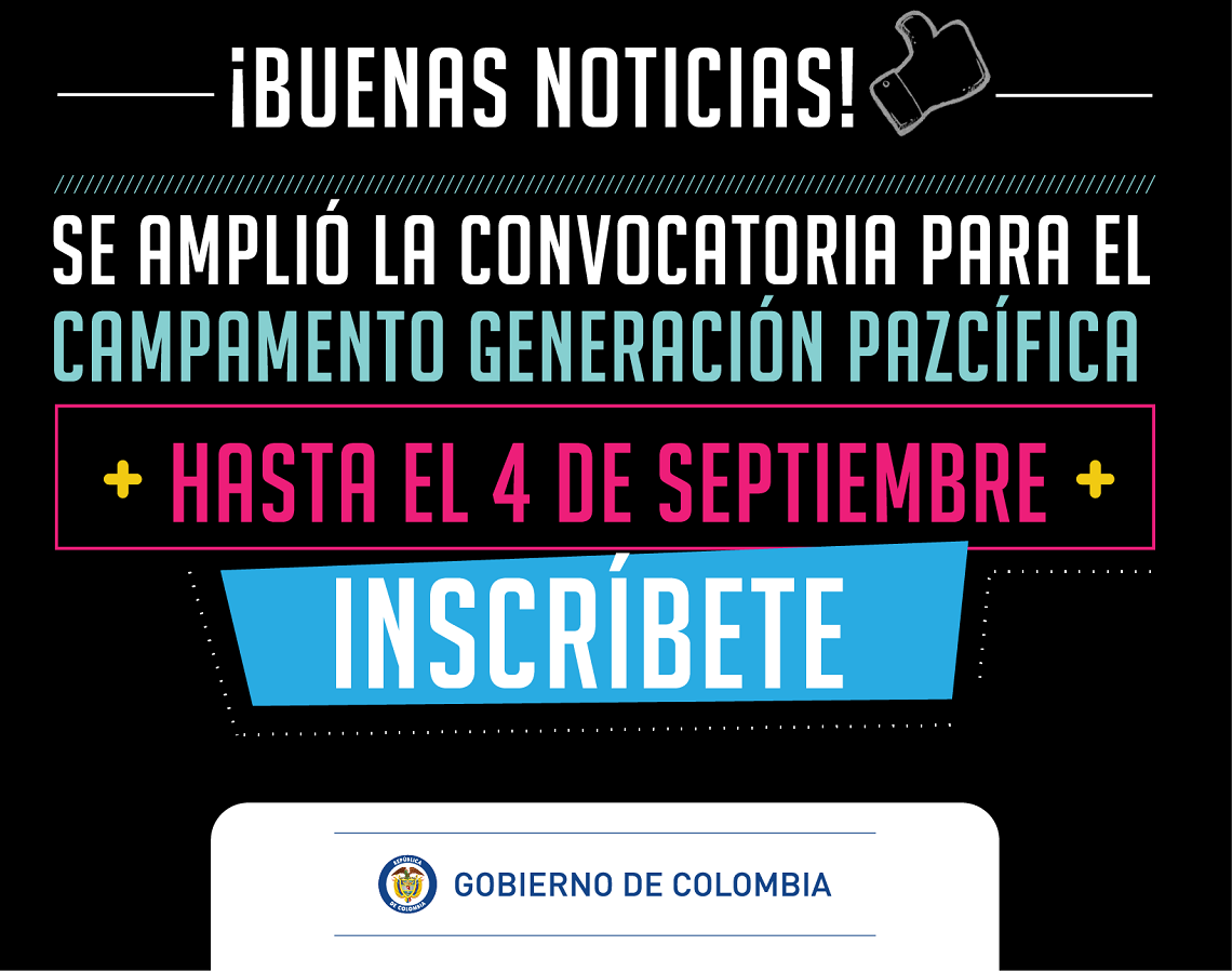 Hasta el 4 de septiembre se ampli� convocatoria del Campamento GENeraci�n PAZc�fica