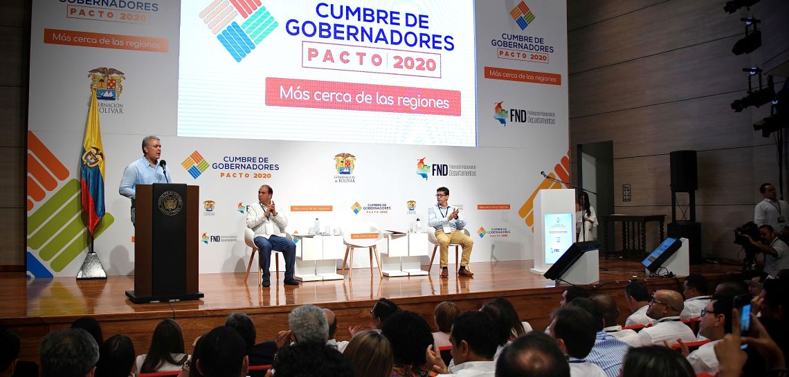 Imagen del Presidente Duque en la Cumbre de Gobernadores en Cartagena