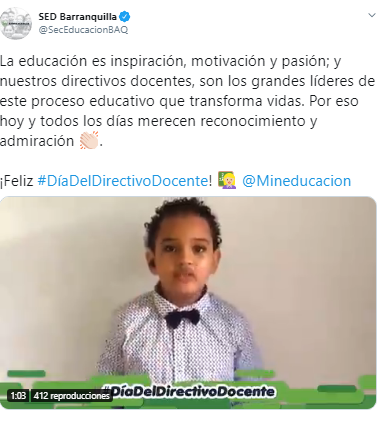 Mensaje de la Secretaría de Educación de Barranquilla en redes sociales