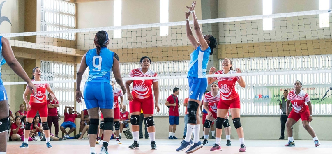 Imagen de docentes practicando voleibol