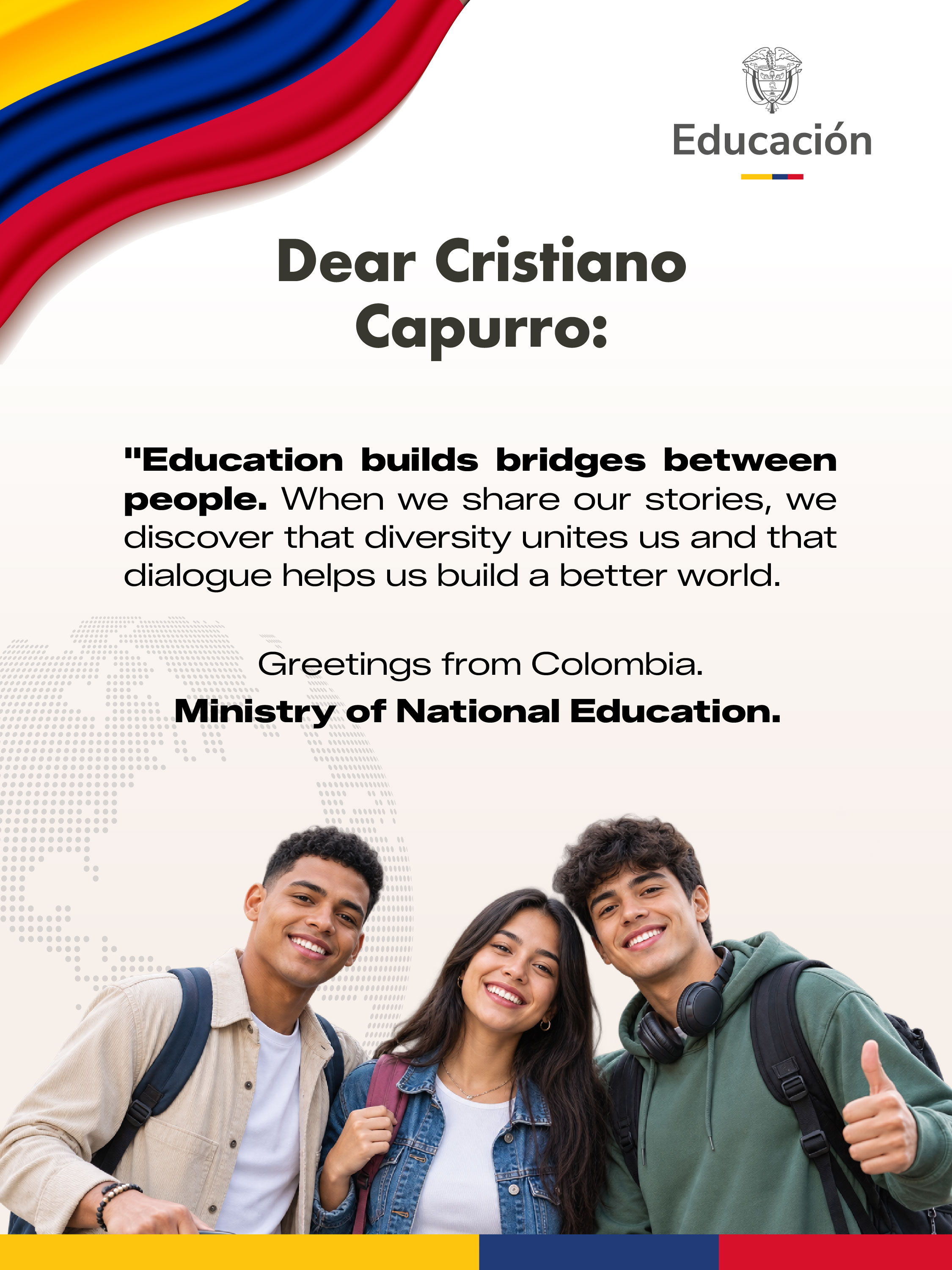 Postal para Cristiano Capurro en inglés