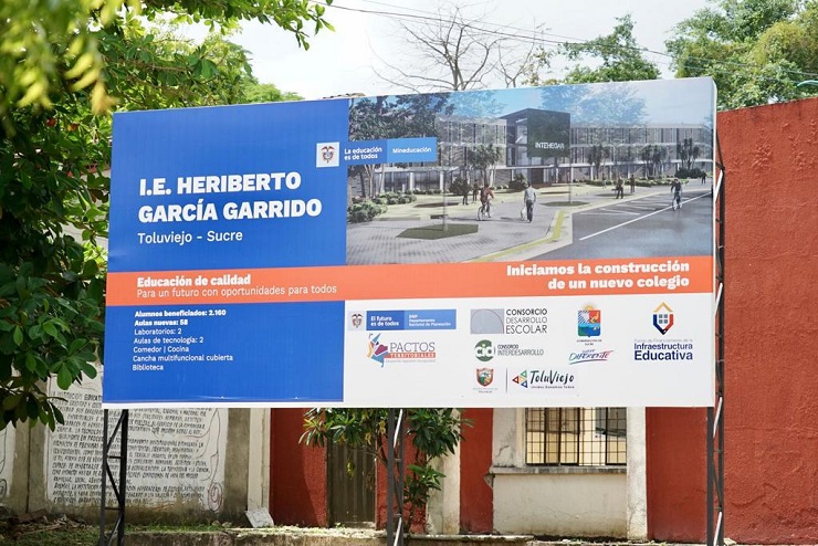 La Institución Educativa Heriberto García Garrido en Toluviejo será el colegio oficial más grande del Departamento de Sucre.
