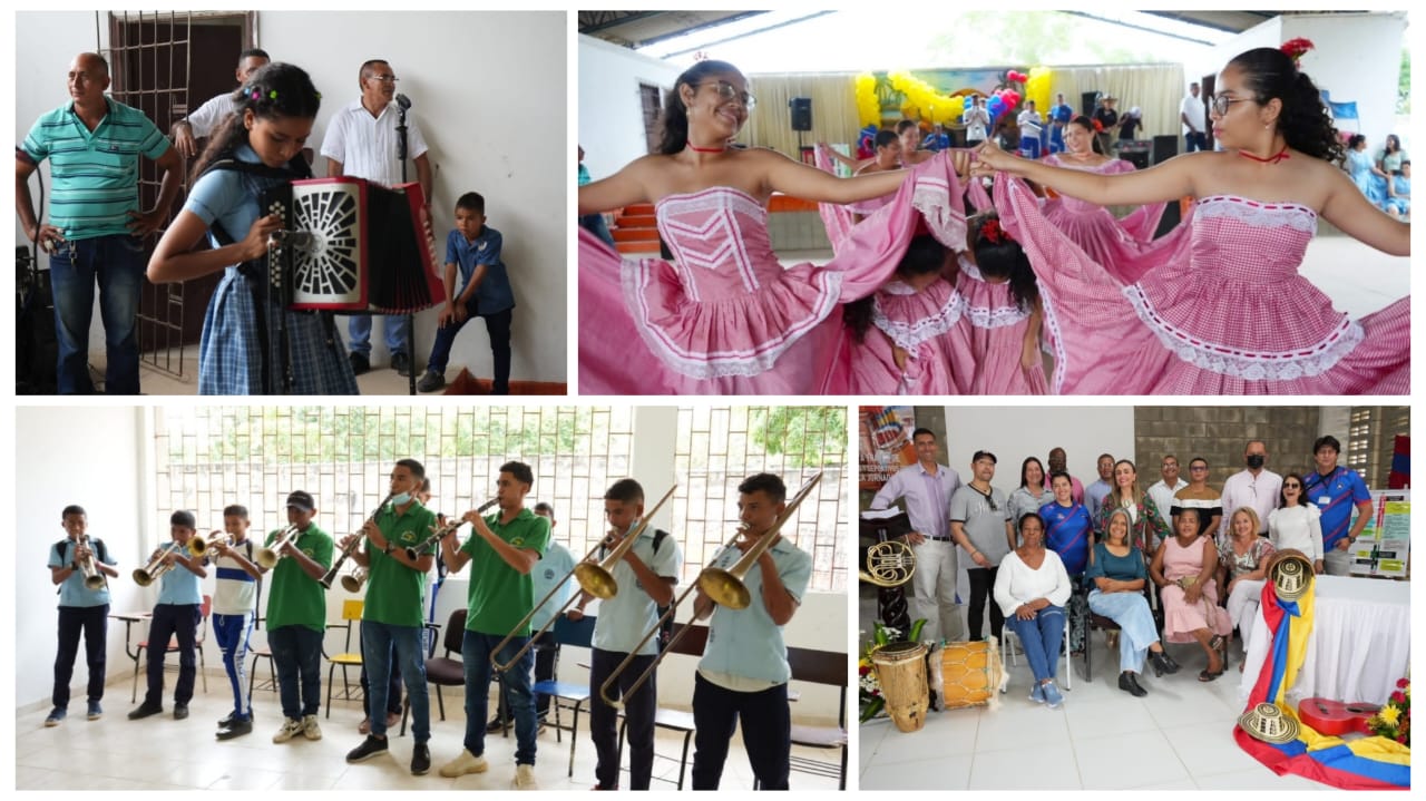 Collage de fotos con estudiantes y docentes en la expedicion pedagogica en Pivijay