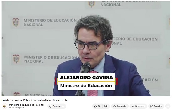 Ministro Alejandro Gaviria en rueda de prensa - video