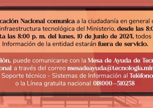 Sistemas de Información de la entidad estarán fuera de servicio