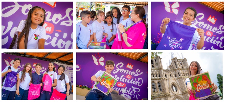 Niños del departamento de Antioquia recibiendo información clave sobre los servicios, programas y estrategias del Ministerio de Educación.