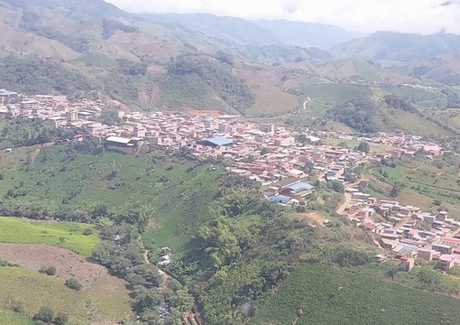 Toma aérea del municipio de Argelia (Cauca)