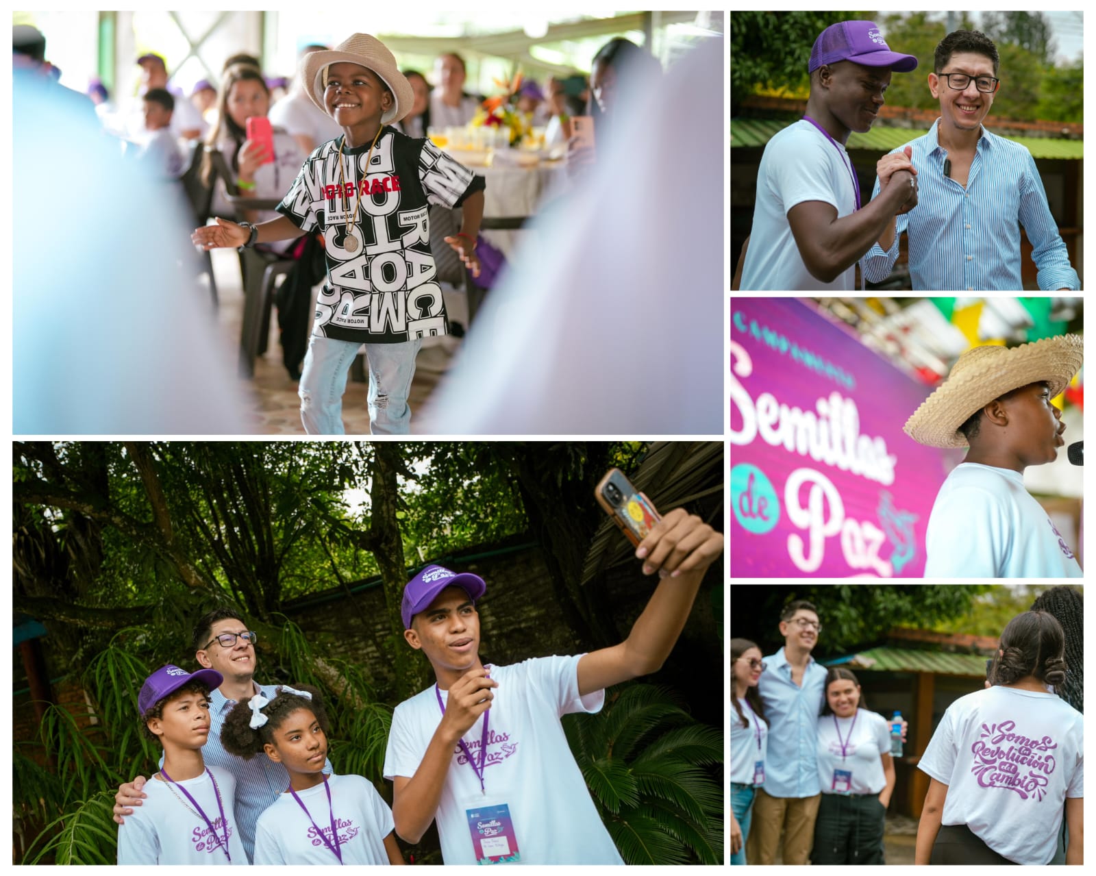 Collage de fotos del Ministro compartiendo con estudiantes Collage de fotos del Ministro compartiendo con estudiantes