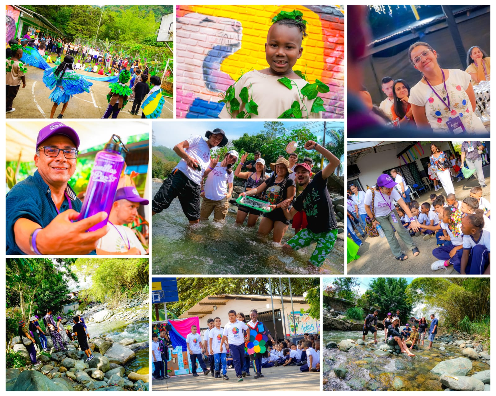 Collage de fotos de profes y escuelas en Campamento Semillas de Paz Collage de fotos de profes y escuelas en Campamento Semillas de Paz