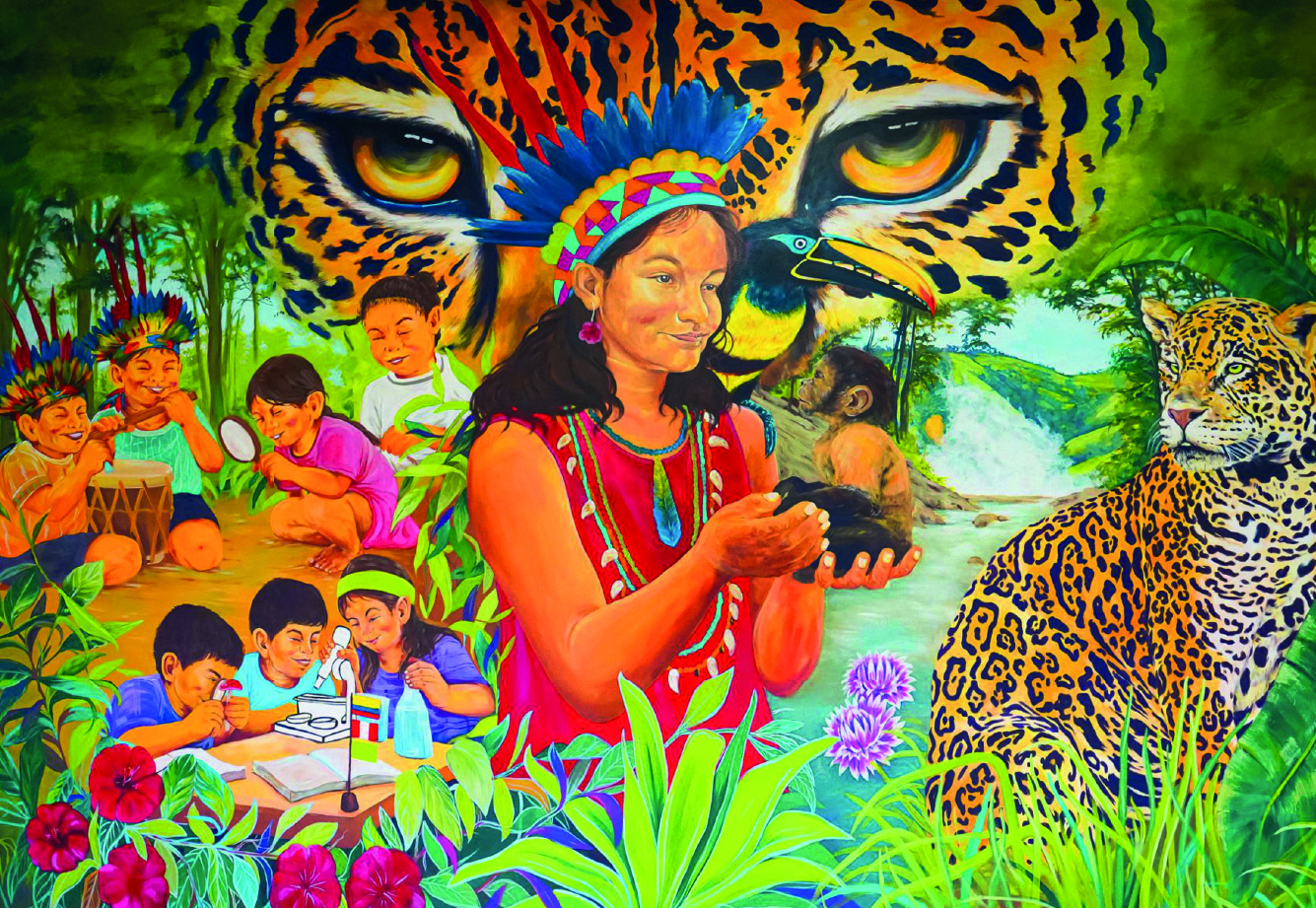 Foto de mural de Mayora y los niños
