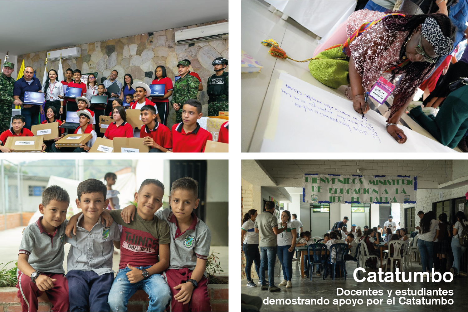Docentes y estudiantes demostrando apoyo por el Catatumbo