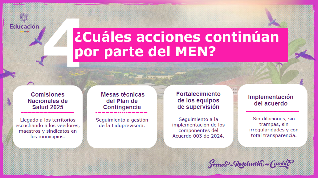 ¿Cuáles acciones continúan por parte del MEN?