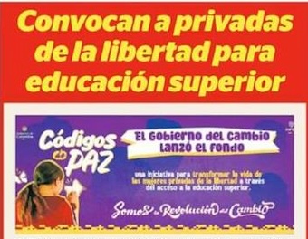 Convocan a privadas de la libertad para educación superior