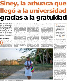 Siney, la arhuaca que llegó a la universidad gracias a la gratuidad