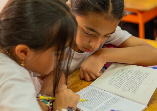 estudiantes leyendo un libro