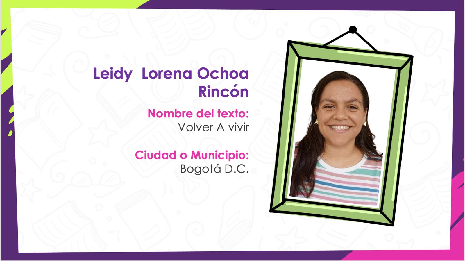 Imagen de ganadora del concurso nacional de escritura