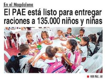 El PAE está listo para entregar raciones a 135.000 niños y niñas