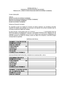 Carta de Manifestación de Interés original firmada