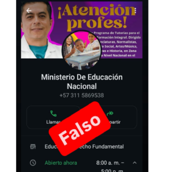 Falsos funcionarios del Ministerio de Educación Nacional están solicitando datos personales a la comunidad educativa