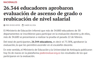 26.344 educadores aprobaron evaluación de ascenso de grado o reubicación de nivel salarial