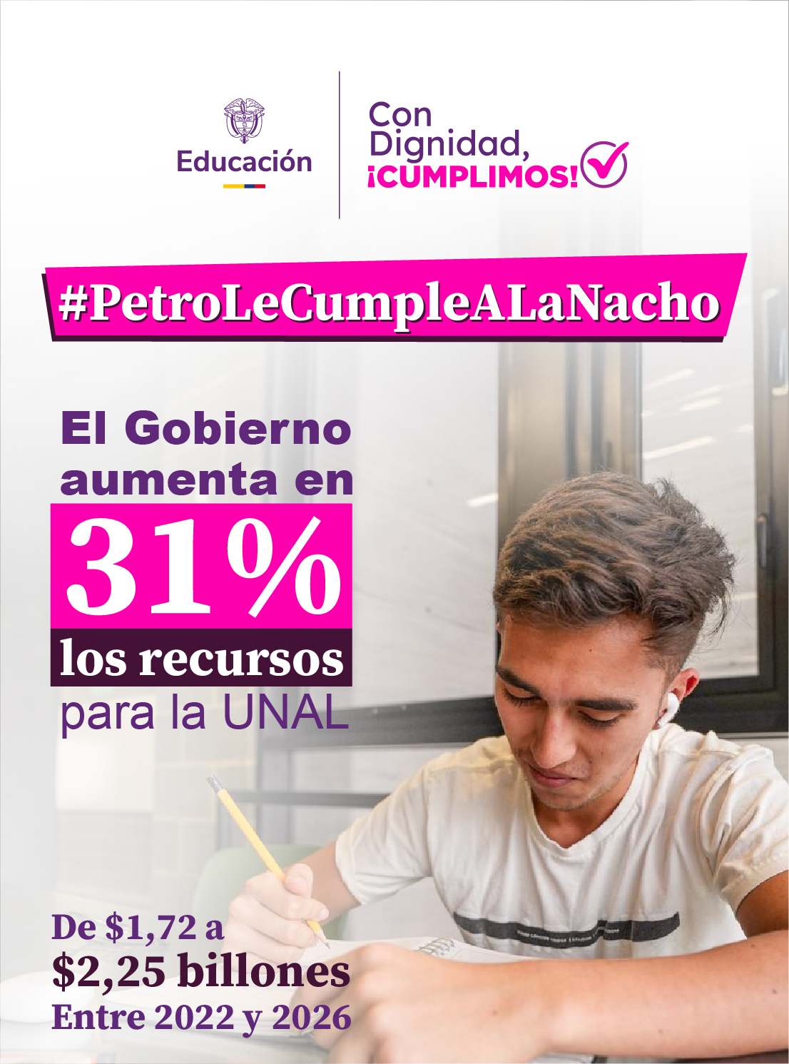 El Gobierno aumenta en 31% los recursos para la UNAL.