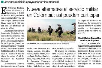 Nueva alternativa al servicio militar en Colombia, así pueden participar: