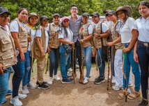 Ministro de Educación Daniel Rojas Medellín, con personas que hacen parte del programa Escuelas Agrarias