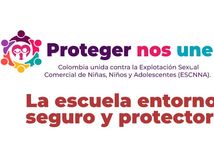 banner con imagen donde dice proteger nos une en contra de la explotacion sexual de ninas, ninos y adolescentes