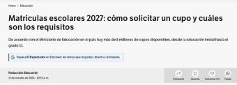 Matrículas escolares 2027: cómo solicitar un cupo y cuáles son los requisitos