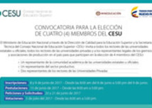 Imagen con texto interno indicando la resolución para inscripción, postulación y elección de cuatro miembros del CESU