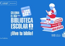 Banner con imagen gráfica del Día de la Biblioteca Escolar